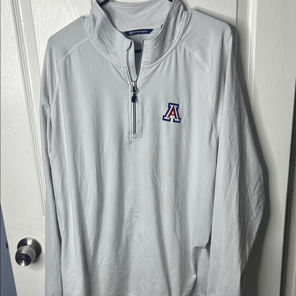 Gray Quarter-Zip Pullover with Logo